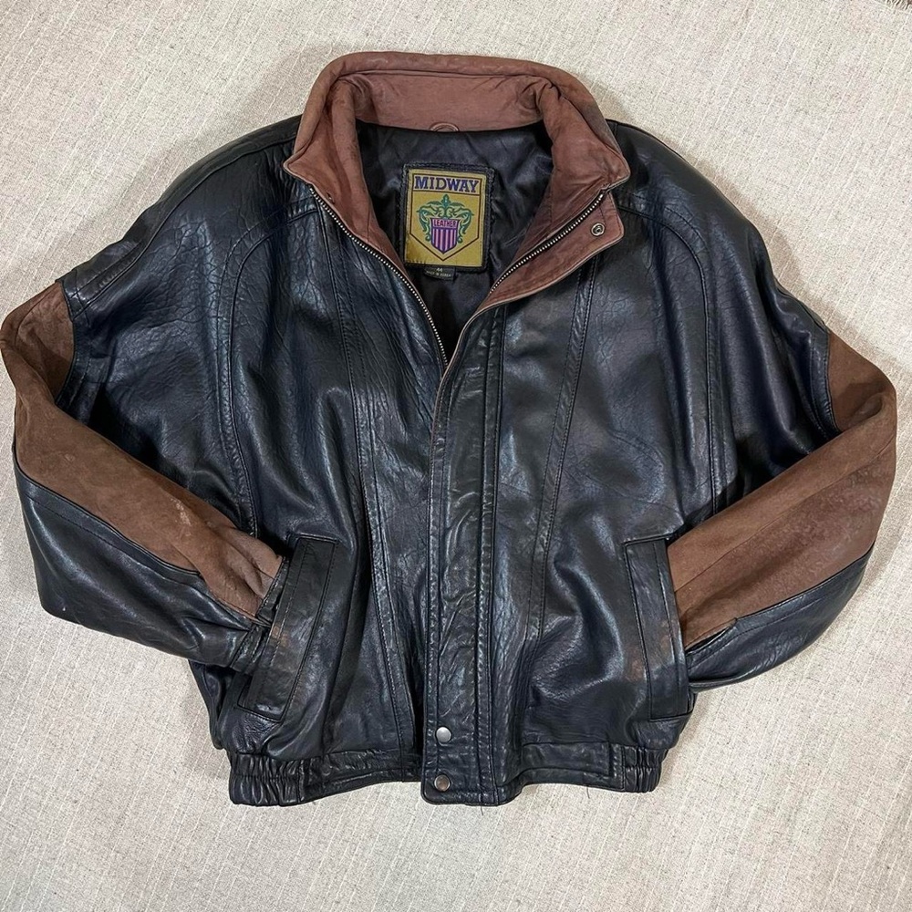 Vintage 80s Buttery Soft Mens Genuine Leather Bomber Jacket